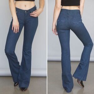 Kimes Ranch Lola Trouser Cuff Wide Flare Jeans Women's 14/30 Dark Wash Western